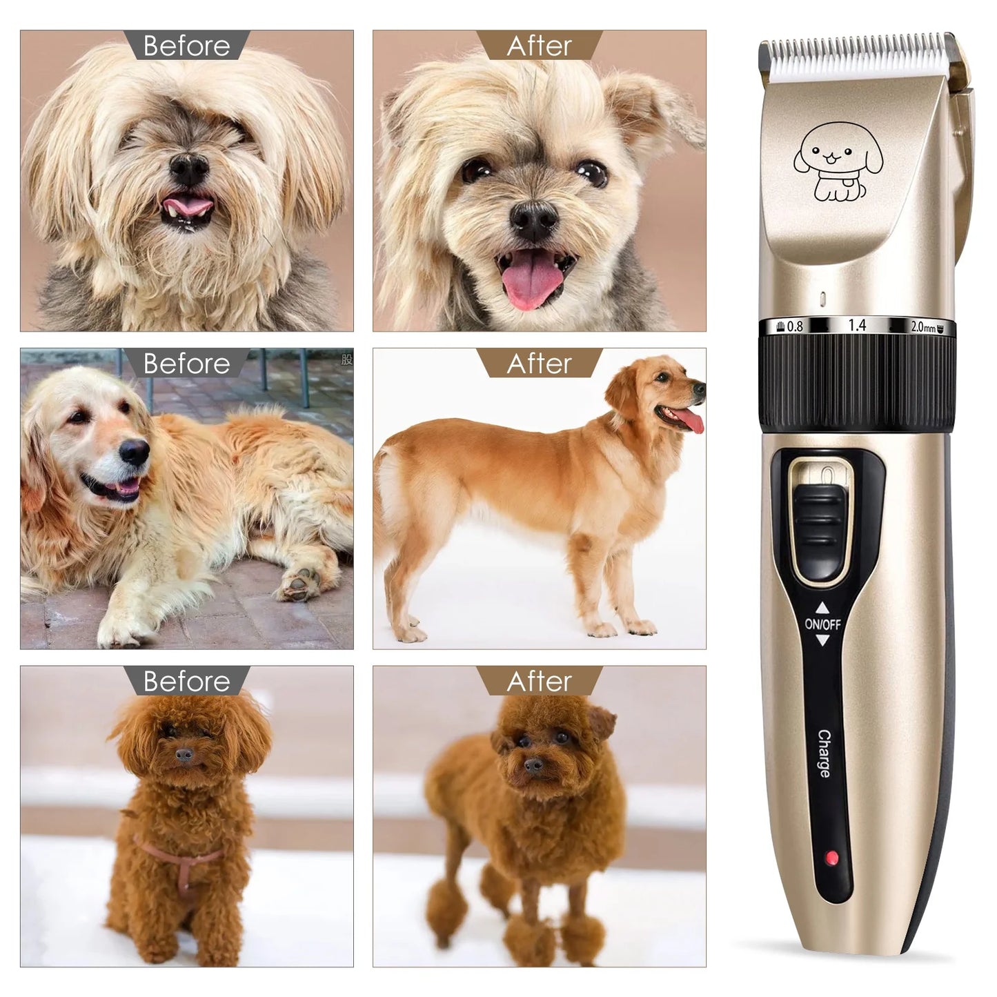 Dog Grooming Kit, Pet Foot Shaver, Low Noise Rechargeable Cordless Pet Hair Trimmer