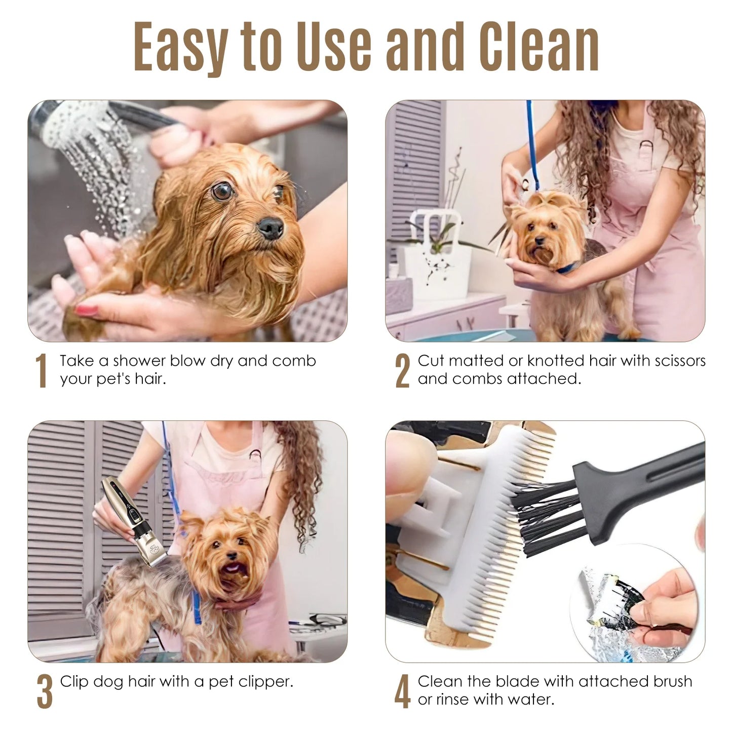 Dog Grooming Kit, Pet Foot Shaver, Low Noise Rechargeable Cordless Pet Hair Trimmer