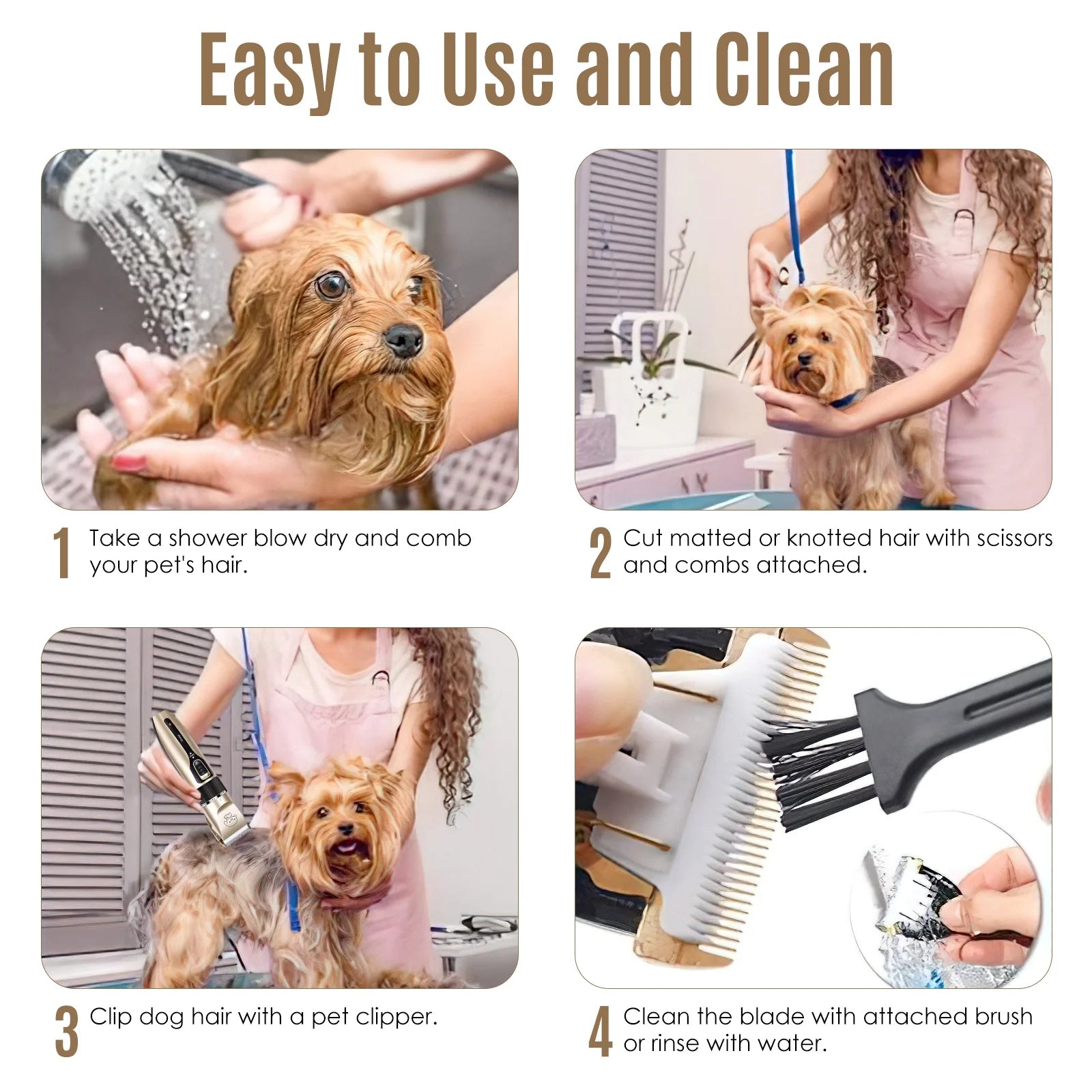 Dog Grooming Kit, Pet Foot Shaver, Low Noise Rechargeable Cordless Pet Hair Trimmer